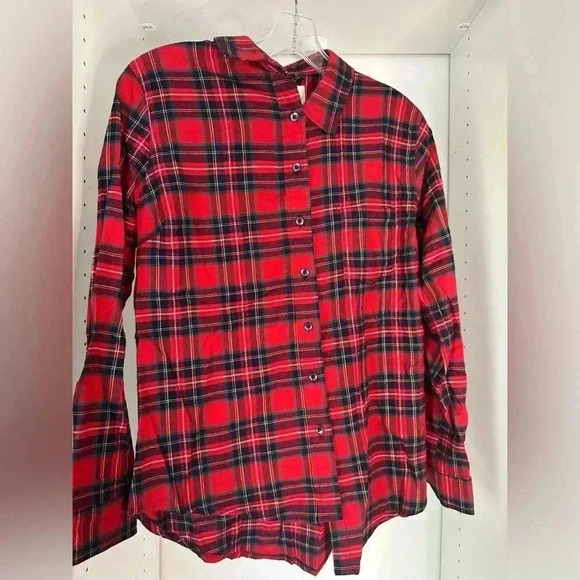 Weatherproof Comfort Stretch Red Plaid Long Sleeve Shirt. - Picture 2 of 6